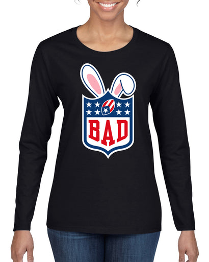 Bunny Bowl Football BAD Parody Sweater, Womens Graphic Long Sleeve T-Shirt