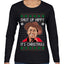 Shut Up Hippy It's Christmas Ugly Christmas Sweater Womens Graphic Long Sleeve T-Shirt