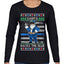 Santa Backs The Blue Pro Police Santa Claus Ugly Christmas Sweater Womens Graphic Long Sleeve T-Shirt