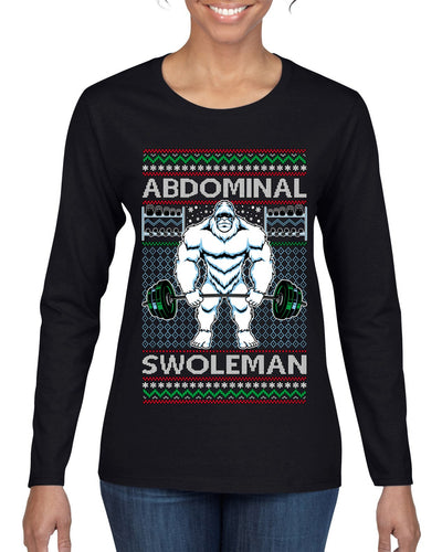 Abdominal Swoleman Fitness Yeti Ugly Christmas Sweater Womens Graphic Long Sleeve T-Shirt
