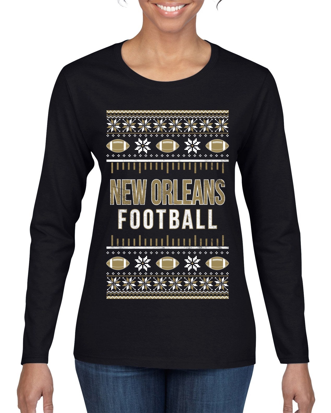 City of New Orleans NOLA American Football Fantasy Fan Ugly Christmas Sweater Unisex Crewneck Sweatshirt