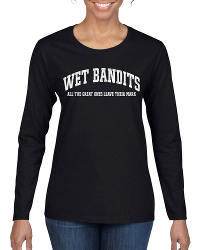 Vintage Movie Quote Wet Bandits Leave They're Mark Christmas Womens Graphic Long Sleeve T-Shirt