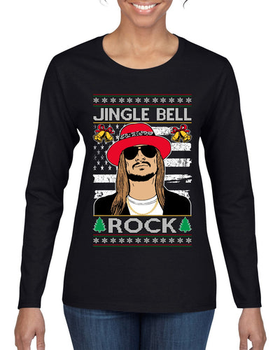 Jingle Bell Rock Kid Rapper Country Music Ugly Christmas Sweater Womens Graphic Long Sleeve T-Shirt
