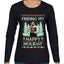 Finding My Happy Holiday, Ugly Christmas Sweater Womens Graphic Long Sleeve T-Shirt