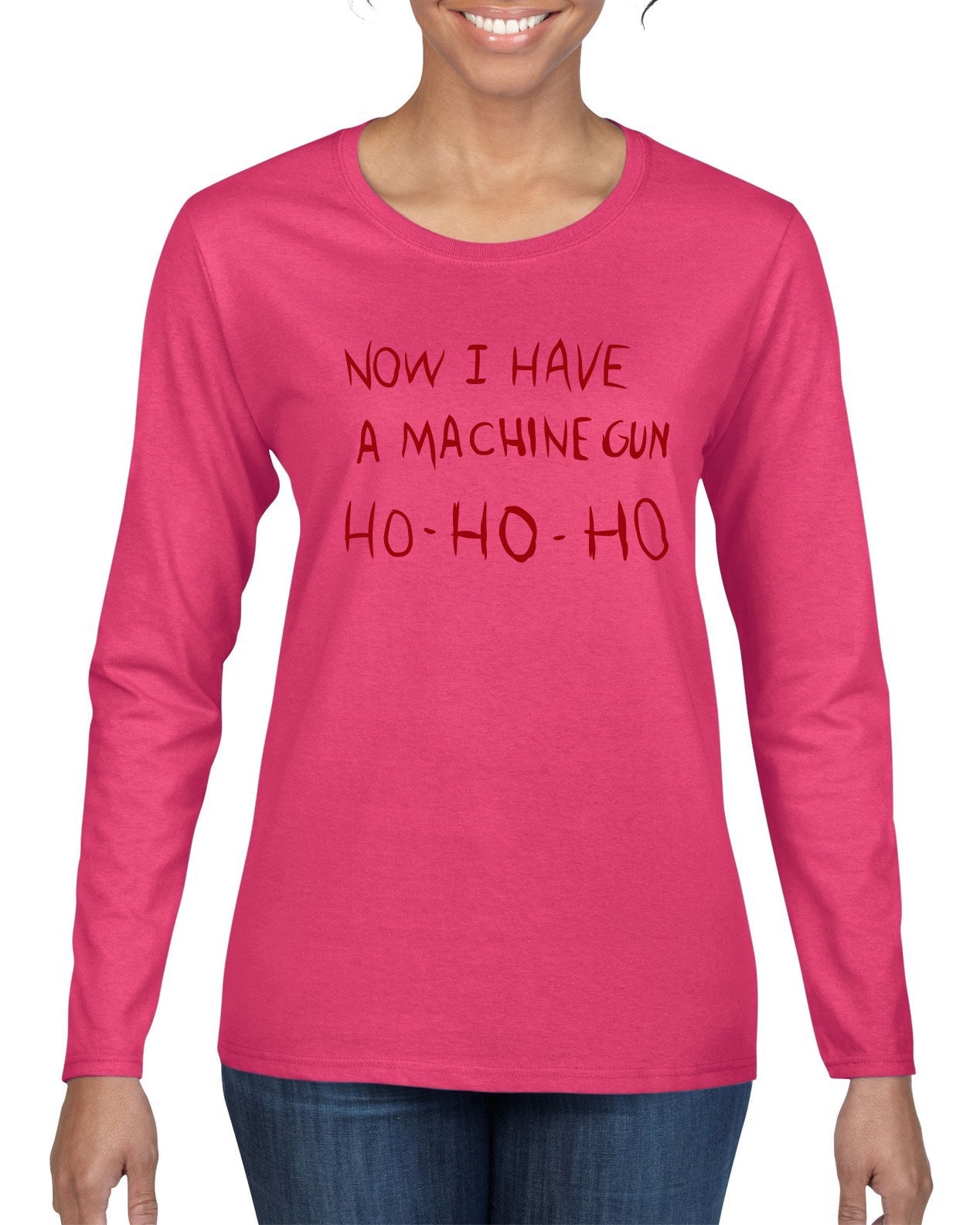 Die Hard Now I Have a Machine Gun Ho ho ho Christmas Womens Graphic Long Sleeve T-Shirt