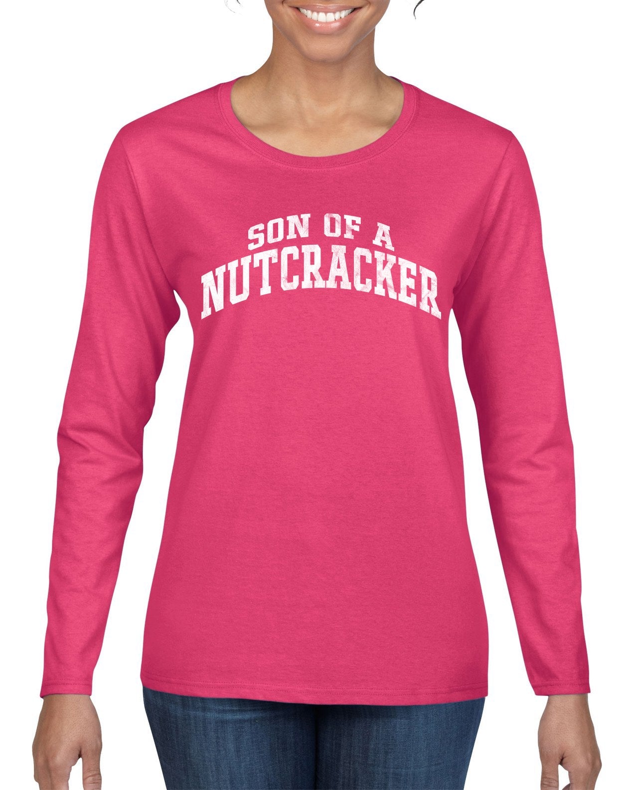 Vintage Movie Quote Son Of A Nutcracker Christmas Womens Graphic Long Sleeve T-Shirt