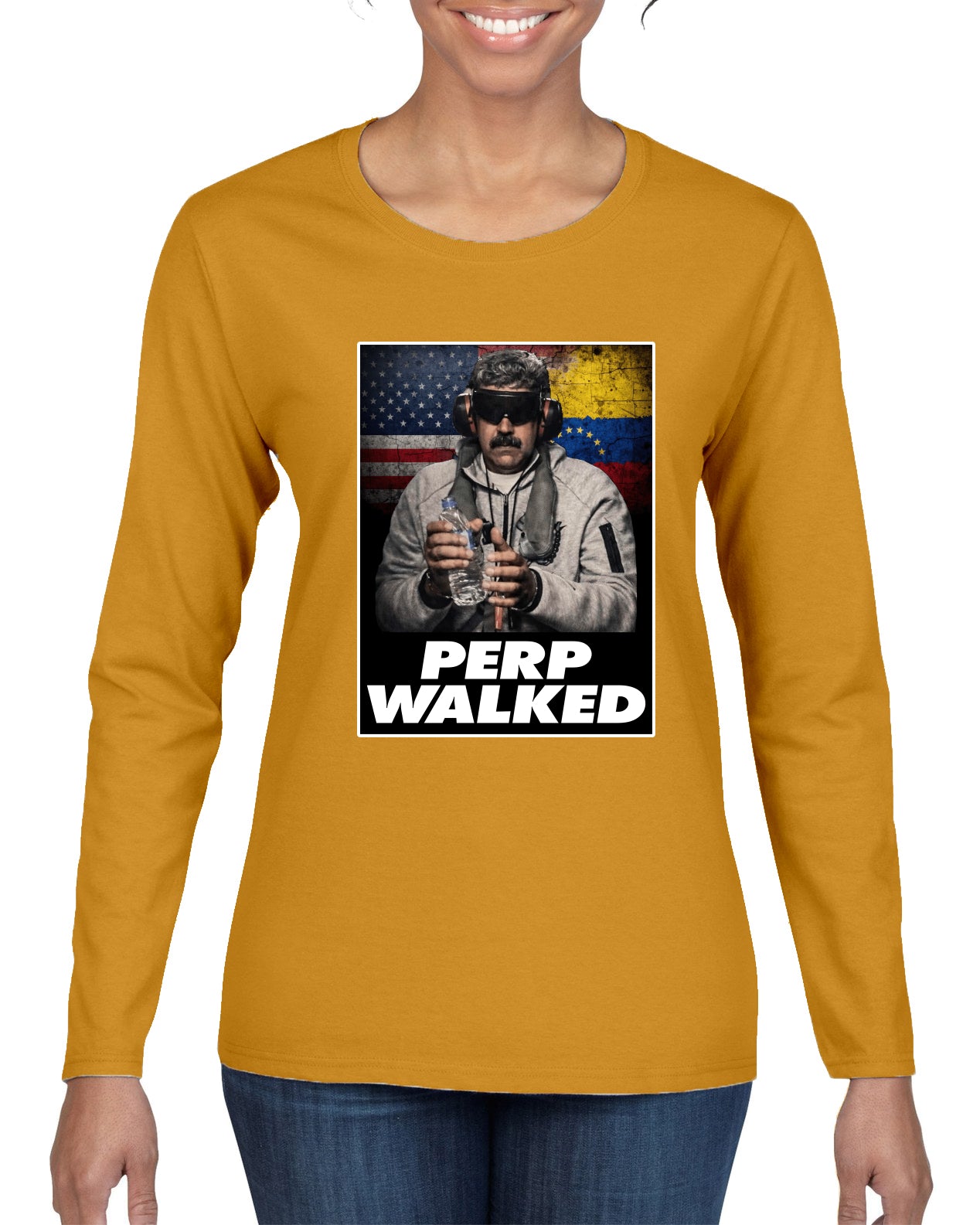 Venezuelan Dictator Maduro Captured Perp Walked Sweater, Womens Graphic Long Sleeve T-Shirt