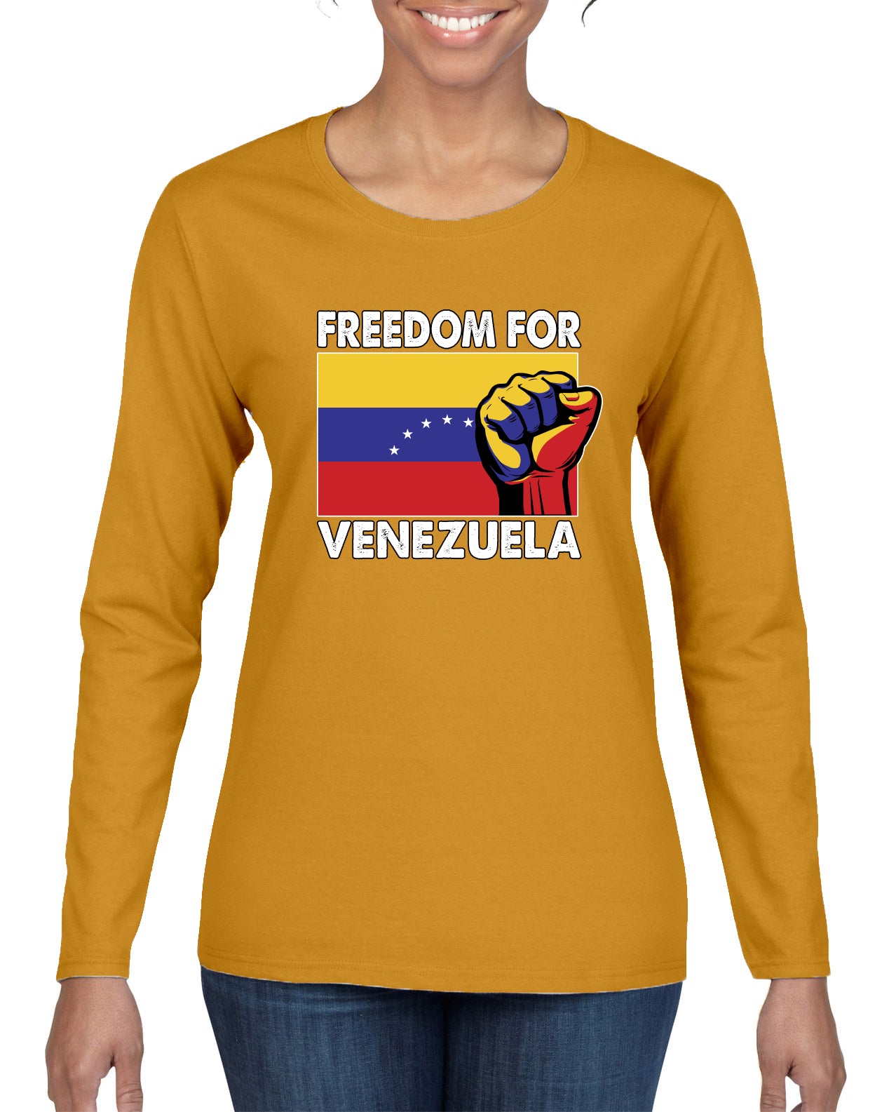 Freedom For Venezuelan Raised Fist Sweater, Womens Graphic Long Sleeve T-Shirt
