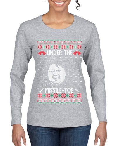 Under The Missle Toe Ugly Christmas Sweater Womens Graphic Long Sleeve T-Shirt