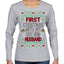 First Christmas With My Hot New Husband Classic Newlywed Ugly Christmas Sweater Womens Graphic Long Sleeve T-Shirt