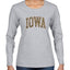 Iowa  Camo Fill Orange Outline Sweater, Womens Graphic Long Sleeve T-Shirt
