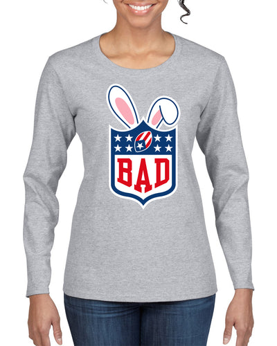 Bunny Bowl Football BAD Parody Sweater, Womens Graphic Long Sleeve T-Shirt