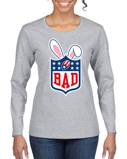 Bunny Bowl Football BAD Parody Sweater, Womens Graphic Long Sleeve T-Shirt