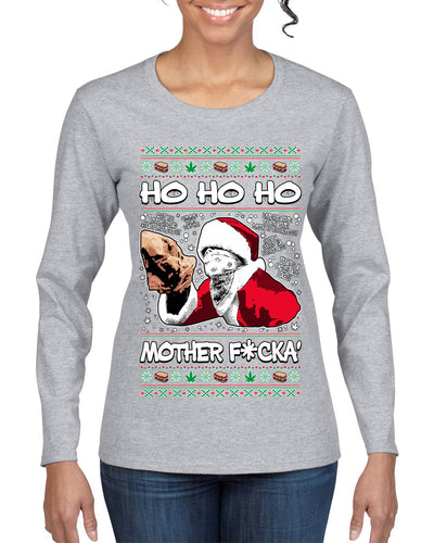 Friday Hood Santa  Ugly Christmas Sweater Womens Graphic Long Sleeve T-Shirt