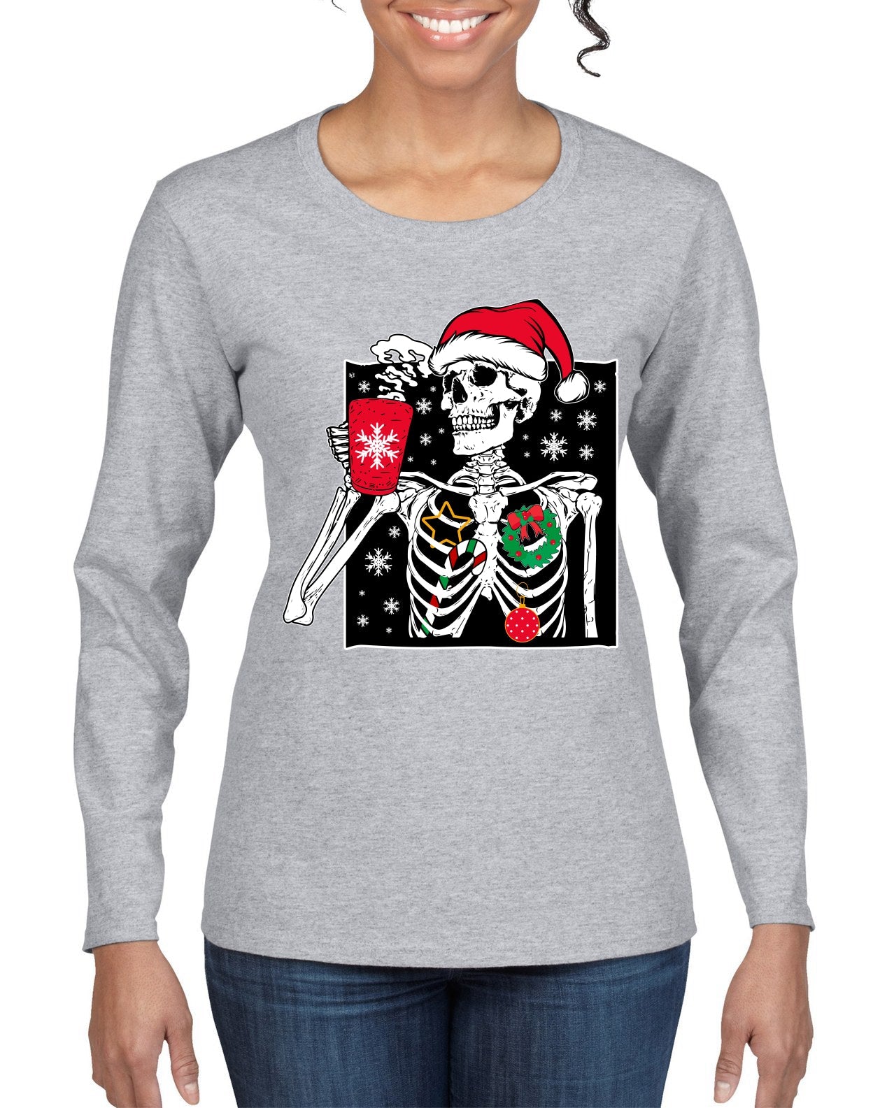 When You're Dead Inside But It's Christmas Christmas Womens Graphic Long Sleeve T-Shirt