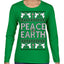 Peace On Earth Funny Xmas Cute Pink Angel Cross Ugly Christmas Sweater Womens Graphic Long Sleeve T-Shirt