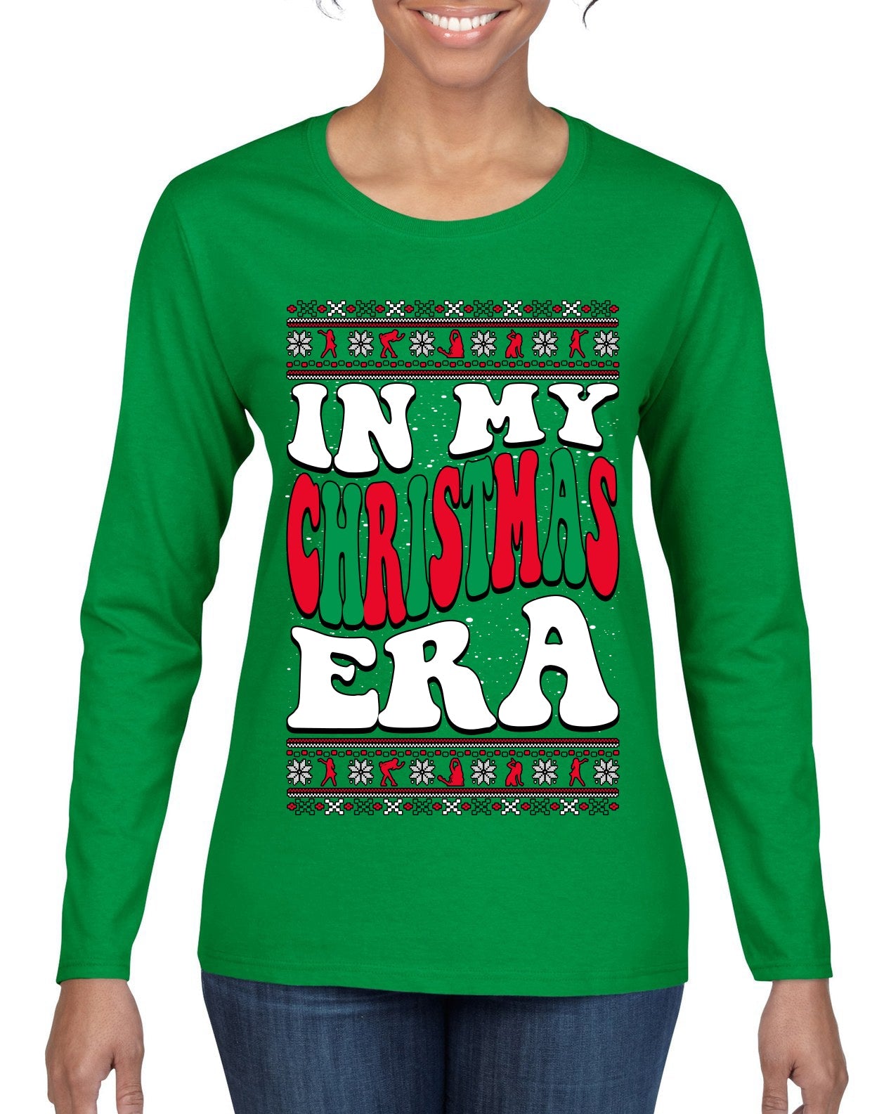 In My Christmas Era Ugly Christmas Sweater Womens Graphic Long Sleeve T-Shirt