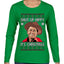 Shut Up Hippy It's Christmas Ugly Christmas Sweater Womens Graphic Long Sleeve T-Shirt