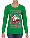 Always Shooting For The Naughty List Ugly Christmas Sweater Womens Graphic Long Sleeve T-Shirt