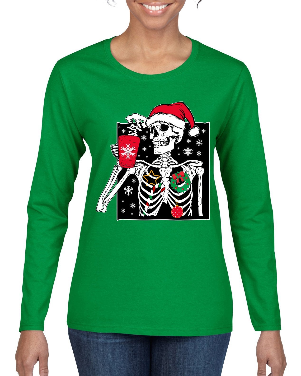 When You're Dead Inside But It's Christmas Christmas Womens Graphic Long Sleeve T-Shirt