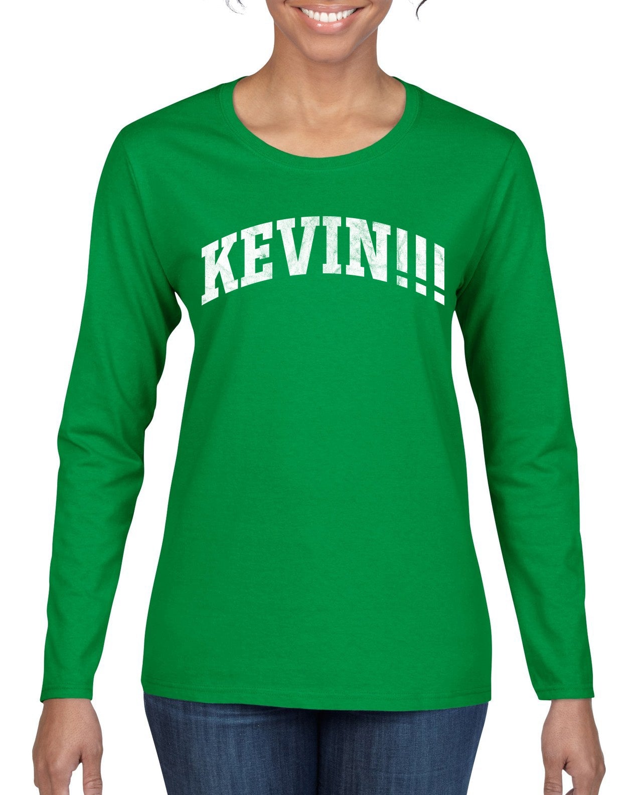 Vintage Movie Quote KEVIN!!! Christmas Womens Graphic Long Sleeve T-Shirt