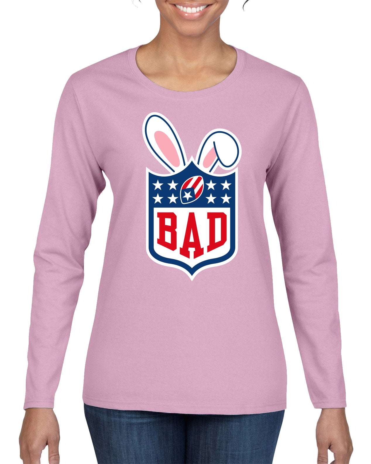 Bunny Bowl Football BAD Parody Sweater, Womens Graphic Long Sleeve T-Shirt