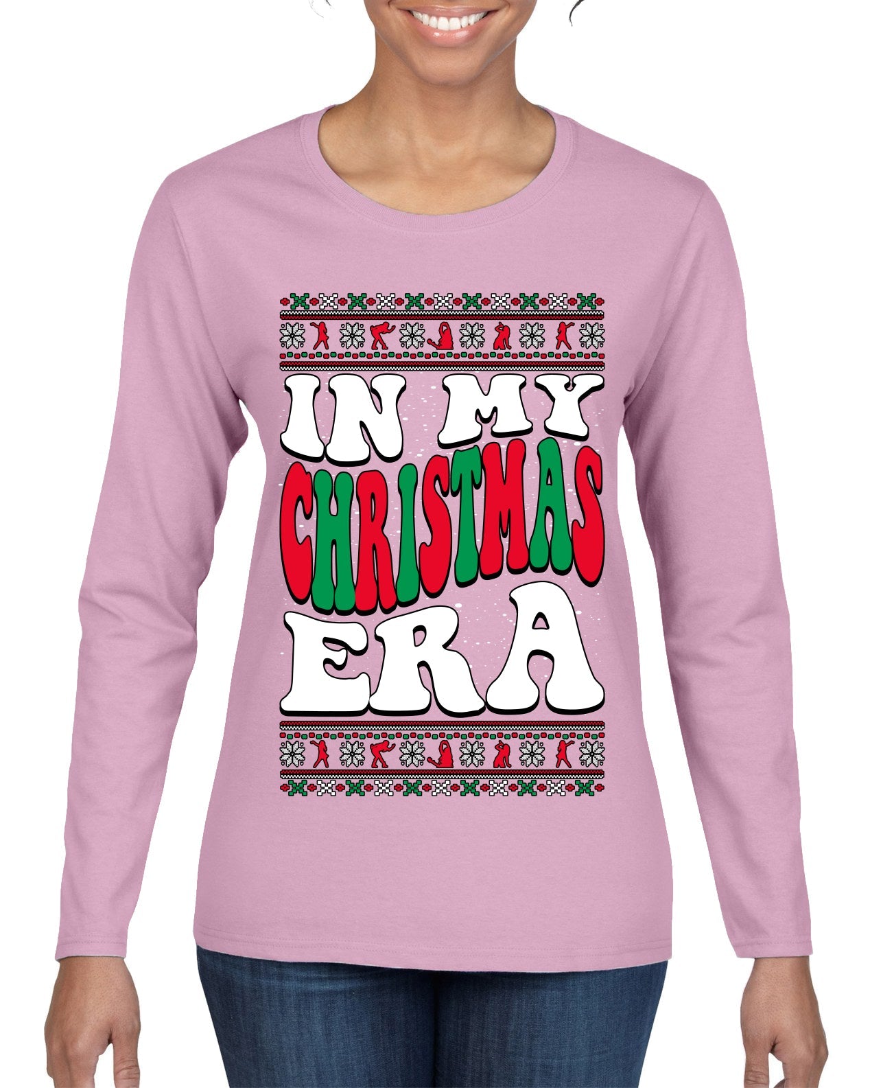 In My Christmas Era Ugly Christmas Sweater Womens Graphic Long Sleeve T-Shirt