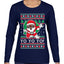 Yo Yo Yo Black Santa Ugly Christmas Sweater Womens Graphic Long Sleeve T-Shirt