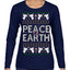 Peace On Earth Funny Xmas Cute Pink Angel Cross Ugly Christmas Sweater Womens Graphic Long Sleeve T-Shirt