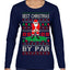 Best Christmas By Par Funny Santa Golfing Pun Sports Golf Ugly Christmas Sweater Womens Graphic Long Sleeve T-Shirt