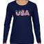 USA Winter Team Sports Fan Collection | USA Flag Fill Design Sweater, Womens Graphic Long Sleeve T-Shirt