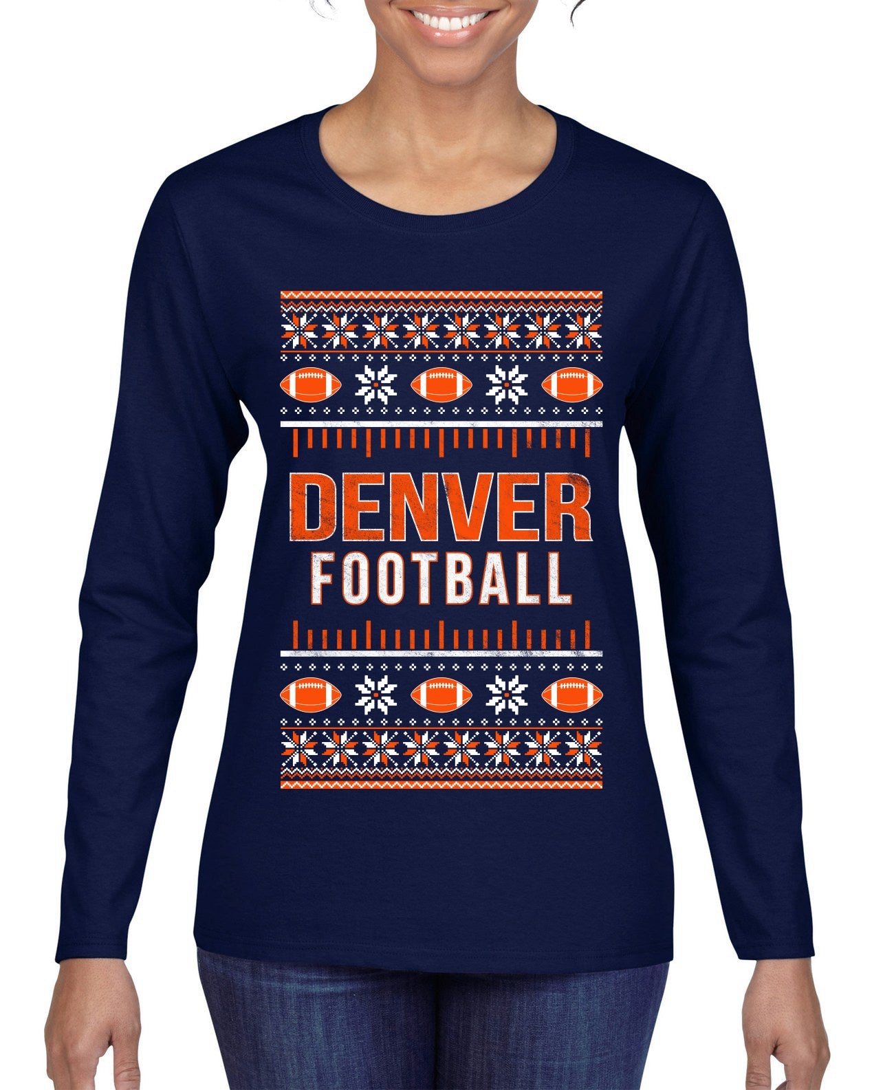 City of Denver DEN American Football Fantasy Fan Ugly Christmas Sweater Unisex Crewneck Sweatshirt