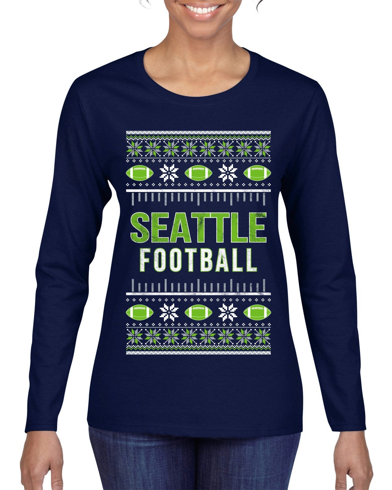 City of Seattle SEA American Football Fantasy Fan Ugly Christmas Sweater Unisex Crewneck Sweatshirt