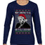 Sleepy Joe Merry Xmas To All And All A Good Night Ugly Christmas Sweater Womens Graphic Long Sleeve T-Shirt