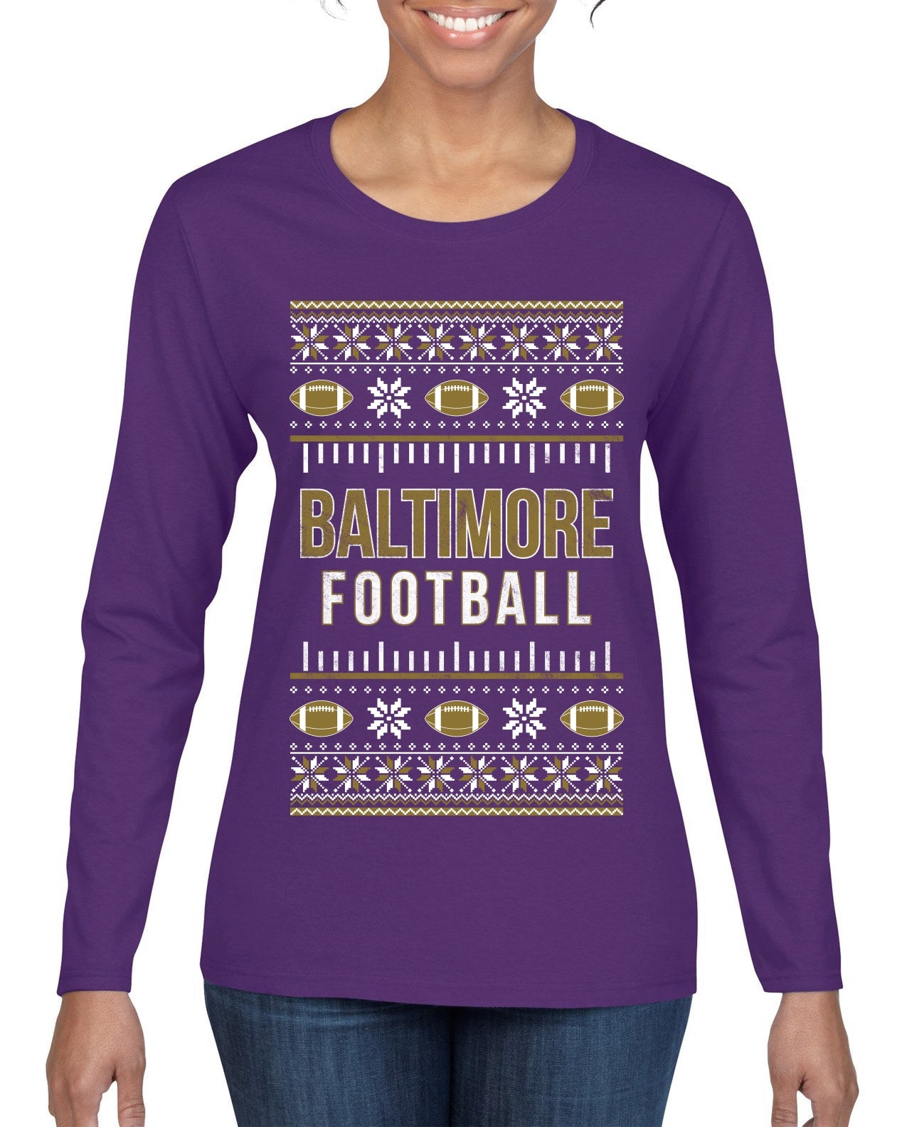 City of Baltimore BAL American Football Fantasy Fan Ugly Christmas Sweater Unisex Crewneck Sweatshirt