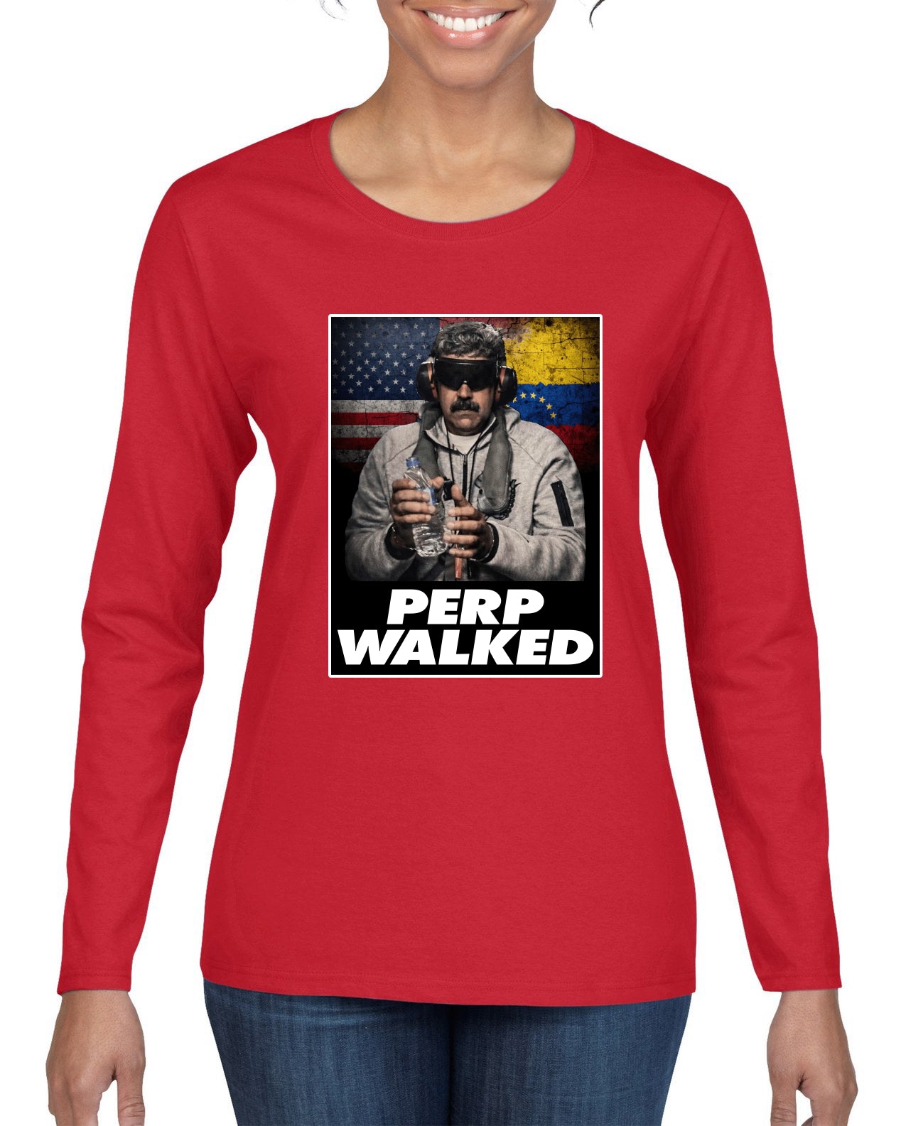 Venezuelan Dictator Maduro Captured Perp Walked Sweater, Womens Graphic Long Sleeve T-Shirt