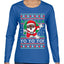 Yo Yo Yo Black Santa Ugly Christmas Sweater Womens Graphic Long Sleeve T-Shirt