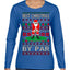 Best Christmas By Par Funny Santa Golfing Pun Sports Golf Ugly Christmas Sweater Womens Graphic Long Sleeve T-Shirt