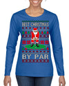 Best Christmas By Par Funny Santa Golfing Pun Sports Golf Ugly Christmas Sweater Womens Graphic Long Sleeve T-Shirt
