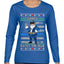 Santa Backs The Blue Pro Police Santa Claus Ugly Christmas Sweater Womens Graphic Long Sleeve T-Shirt