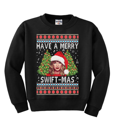 Merry Swiftmas Ugly Christmas Sweater Unisex Boys Girls Crewneck Graphic Sweatshirt