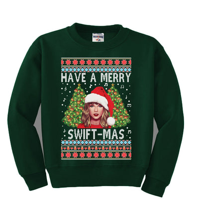 Merry Swiftmas Ugly Christmas Sweater Unisex Boys Girls Crewneck Graphic Sweatshirt