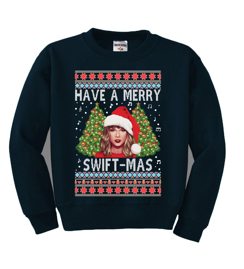 Merry Swiftmas Ugly Christmas Sweater Unisex Boys Girls Crewneck Graphic Sweatshirt