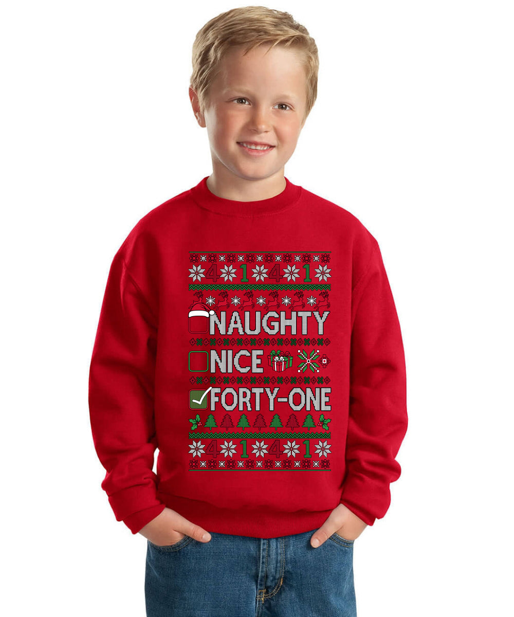 Naughty Nice 4 1 Checklist Ugly Christmas Sweater For Kids | Unisex Boys Girls Crewneck Graphic Sweatshirt
