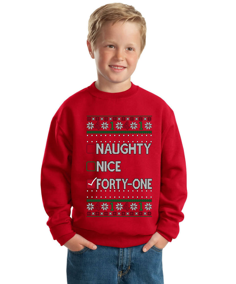 Naughty Nice 4 1 Checklist Ugly Christmas Sweater For Kids | Unisex Boys Girls Crewneck Graphic Sweatshirt