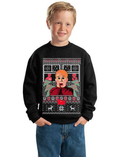 Kevin Home alone Kid Ugly Christmas Sweater Unisex Boys Girls Crewneck Graphic Sweatshirt