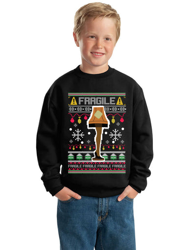 Fragile Leg Lamp Christmas Story Funny Xmas  Ugly Christmas Sweater Unisex Boys Girls Crewneck Graphic Sweatshirt