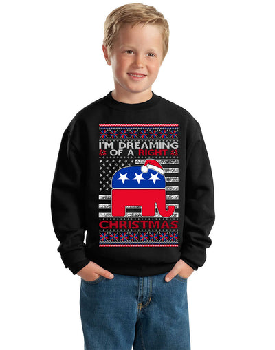 I'm Dreaming Of A Right Christmas Republican GOP  Ugly Christmas Sweater Unisex Boys Girls Crewneck Graphic Sweatshirt
