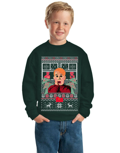 Kevin Home alone Kid Ugly Christmas Sweater Unisex Boys Girls Crewneck Graphic Sweatshirt