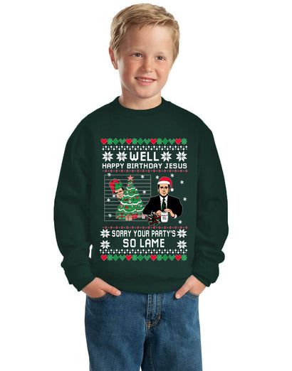 Well Happy Birthday Jesus Funny Quote Office  Ugly Christmas Sweater Unisex Boys Girls Crewneck Graphic Sweatshirt